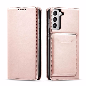 Magnētiskais karšu apvalks Samsung Galaxy S22 + (S22 Plus) maciņš karšu turētājs rozā