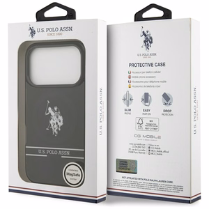 US Polo DH un apakšējās joslas logotips Magnētiskais apvalks iPhone 17 Pro - melns