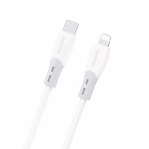 Dudao L25SX 30W USB-C - Lightning kabelis ar mīkstu silikona apvalku 1m - balts