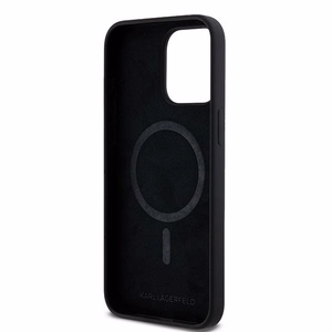 Karl Lagerfeld silikona Choupette Head magnētiskais viedtālruņa apvalks iPhone 15 Pro Max - melns