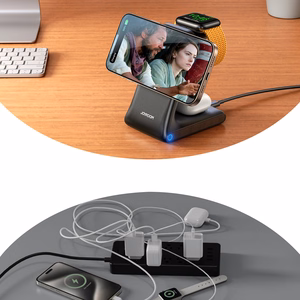 Joyroom JR-W15 bezvadu lādētājs 3 vienā uzlādes stacija ar MagSafe - melns