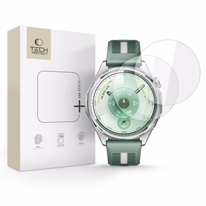 Tech-Protect Glass Fit+ 2 gabalu rūdītā stikla komplekts Huawei Watch GT 6 46mm pulkstenim - caurspīdīgs