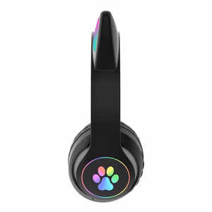 Bērnu Bluetooth LED austiņas / kaķa ausis, melnas