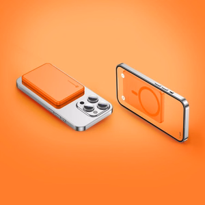 Forcell F-Energy Slim F5K9 ārējais akumulators, saderīgs ar MagSafe, 5000 mAh, 15 W, QC 4.0, PD 3.0, oranžs