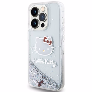 Hello Kitty Liquid Glitter Charms Kitty Head viedtālruņa apvalks iPhone 13 Pro Max - sudraba