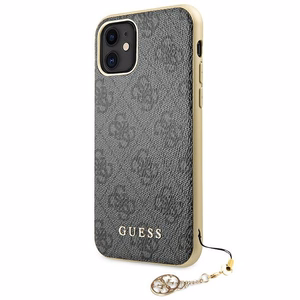 Guess GUHCN61GF4GGR iPhone 11 6.1" / Xr pelēks/pelēks cietais apvalks 4G Charms Collection