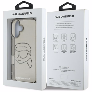 Karl Lagerfeld IML Rhinestones Karl Head apvalks iPhone 16 melns