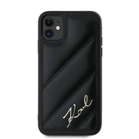 Karl Lagerfeld Diagonal Quilted Script apvalks viedtālrunim iPhone 11 / Xr - melns