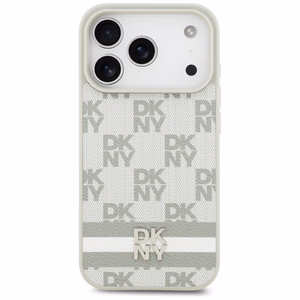 DKNY rūtainais ar drukātām svītrām viedtālruņa apvalks iPhone 17 Pro - bēšs