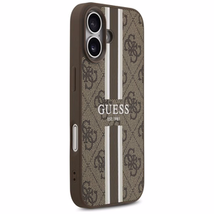 Guess 4G MagSafe futrālis iPhone 17 ar apdrukātu svītru apdruku - brūns