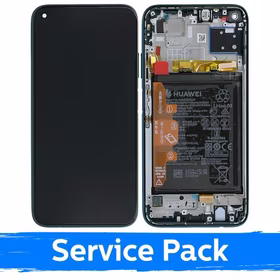 LCD Displejs saderīgs ar Huawei P40 Lite ar rāmi / Crush zaļš / (Service Pack)