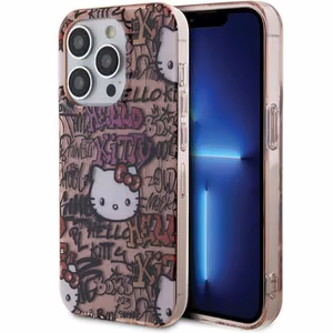 Hello Kitty IML grafiti viedtālruņa apvalks iPhone 14 Pro - rozā