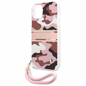 Guess GUHCP13SKCABPI iPhone 13 mini 5.4" rozā/rozā cietais apvalks Camo Siksnas Kolekcija