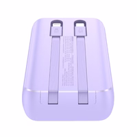Joyroom JR-PBC06 mini portatīvais lādētājs ar iebūvētiem USB-C / Lightning kabeļiem 30W 10000mAh - violeta