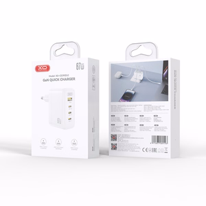 XO CE39 PD 67W sienas lādētājs, 3x USB-C, 1x USB, balts