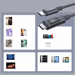 Choetech XCC-1068 PD 60W USB-C - USB-C kabelis ar displeju 1.2 m - melns