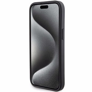 Karl Lagerfeld Gripstand Saffiano Choupette Pins apvalks viedtālrunim iPhone 15 Plus / 14 Plus - melns