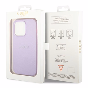 Guess Saffiano siksniņas viedtālruņa apvalks iPhone 14 Pro - violets