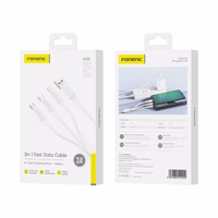 FONENG kabelis XS01 3in1 3A 1.2M balts