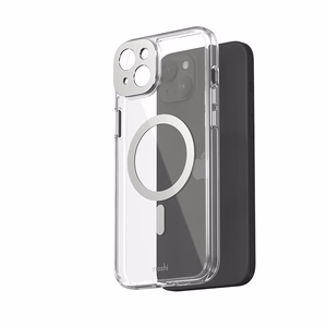 Moshi iGlaze MagSafe vāciņš ierīcei iPhone 15 Plus, caurspīdīgs ar “Luna Silver” krāsas detaļām
