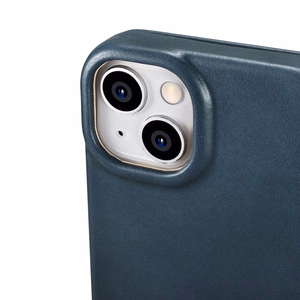 iCarer CE Premium ādas folio vāciņš iPhone 14 Plus ar MagSafe magnētisku flip vāciņu - zilā krāsā