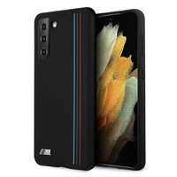 BMW Silikona Svītras M Kolekcijas viedtālruņa apvalks Samsung Galaxy S21+ - melns
