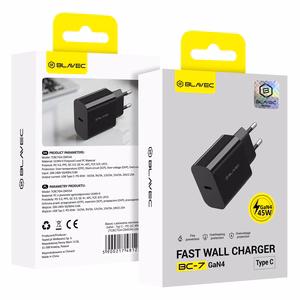 Blavec Sienas lādētājs BC-7 GaN4 - Type C - PD QC 45W 3A (TCBC7G4-CB453A) melns