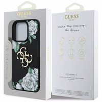 Guess Grained Roses Big 4G logo viedtālruņa apvalks iPhone 16 Pro - melns