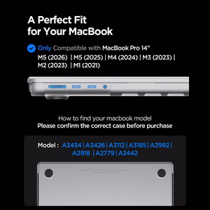 Spigen AirSkin aizsargapvalks MacBook Pro 14" 2021 / 2023 / 2024 / 2025 / 2026 – caurspīdīgs matēts