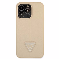 Guess GUHCP13LPSATLE iPhone 13 Pro / 13 6.1" bēšs cietais apvalks SaffianoTriangle logotips