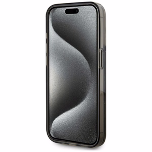 Karl Lagerfeld Liquide Glitter monogrammas pārejas viedtālruņa apvalks iPhone 15 Pro - melns