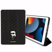 Karl Lagerfeld Saffiano Monogram Ikonik Planšetdatora apvalks iPad 10.2" 2019 (7. ģen.) Folio magnet Allover Cover - melns