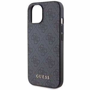 Guess 4G Metal Gold Logo viedtālruņa apvalks iPhone 15 - pelēka