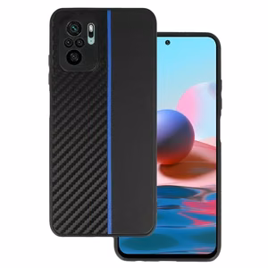 Tel Protect CARBON чехол для Xiaomi Redmi Note 10/Note 10S/Poco M5S чёрный с синей полосой