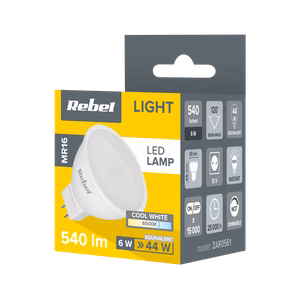 Rebel MR16 LED spuldze, 6 W, 6500 K, 12 V