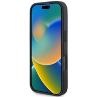 BMW Paraksts Ādas Teksturēts un Līnija Magnētiskais viedtālruņa apvalks iPhone 16 Pro - melns