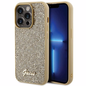 Guess Disko Metāla Uzraksts viedtālruņa apvalks iPhone 15 Pro - zelta