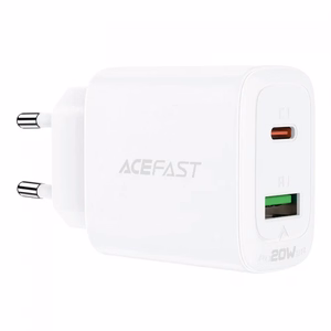 Acefast сетевое зарядное устройство USB Type C / USB 20W, PPS, PD, QC 3.0, AFC, FCP белое (A25 white)