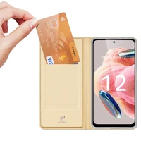 Dux Ducis Skin Pro viedtālruņa apvalks Xiaomi Redmi Note 12 Flip karšu maciņš statīvs zelta