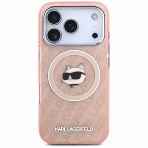 Karl Lagerfeld IML Choupette Head Logo magnētiskais viedtālruņa apvalks MagSafe iPhone 17 Pro Max - rozā