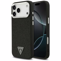 Guess Mirdzošs Trīsstūra Logotips Magnētiskais viedtālruņa apvalks iPhone 17 Pro Max - melns