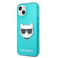 Karl Lagerfeld Mirdzošs Choupette Fluo Viedtālruņa apvalks iPhone 13 mini 5.4" - zila