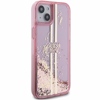 Guess Liquid Glitter Gold Stripes viedtālruņa apvalks iPhone 15 Plus / 14 Plus - rozā
