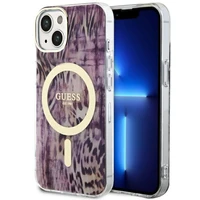 Guess Leopard Magnētiskais viedtālruņa apvalks iPhone 14 - rozā