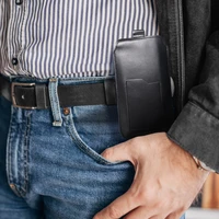 ROYAL - Ādas universālā jostas kabata / melna - Izmērs 3XL - HUAWEI MATE 20X