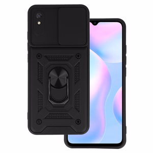 Slide Camera Armor Case Viedtālruņa apvalks Xiaomi Redmi 9A melns