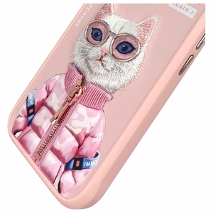 Nimmy Cool&Cute 2.0 Kaķa viedtālruņa apvalks iPhone 16 - rozā
