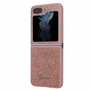 Guess Glitter Script viedtālruņa apvalks Samsung Galaxy Z Flip 5 - rozā