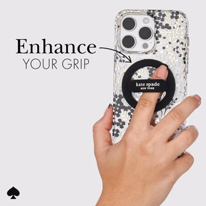 Kate Spade New York Magnetic Loop Grip MagSafe magnētiskais tālruņa turētājs pirkstam, melns