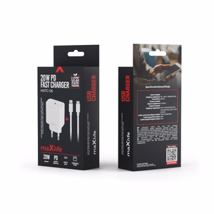 Maxlife MXTC-06-20C PD QC lādētājs 1x USB-C 20W balts + USB-C - Lightning kabelis 20W